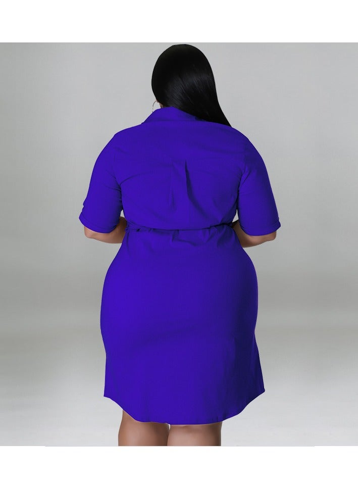 Shougu New Solid Color Short Sleeved Shirt Dress  - Image 3