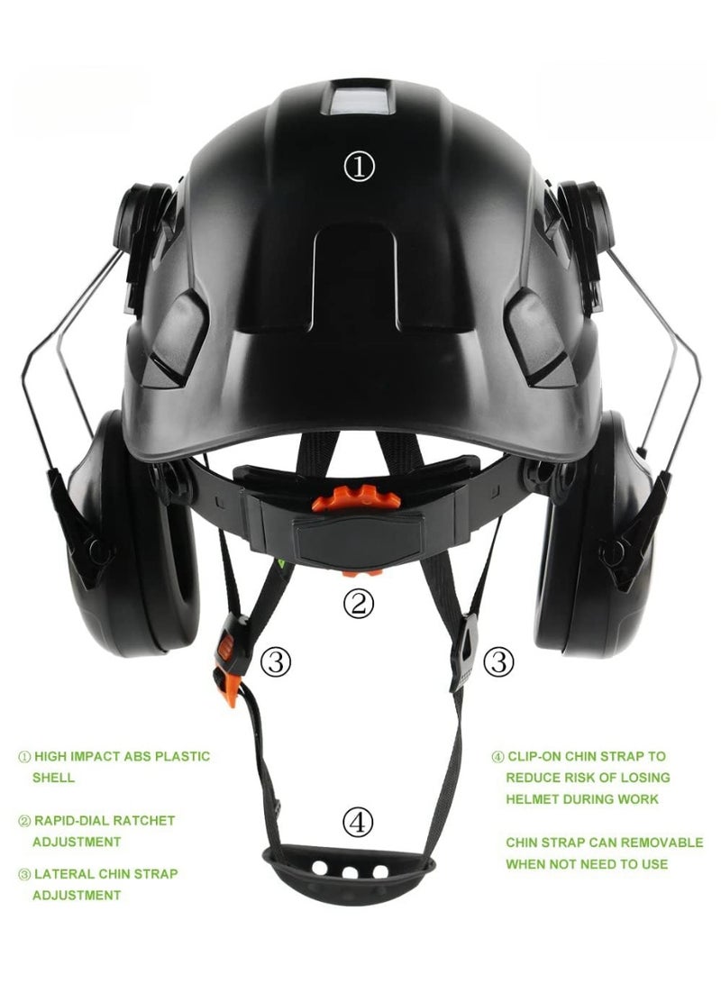Surety Helmet Hard Hat with Visor and Ear Protection Adjustable Lightweight Vented Work Helmet for Men and Women Ideal (Color : Black) - Image 3