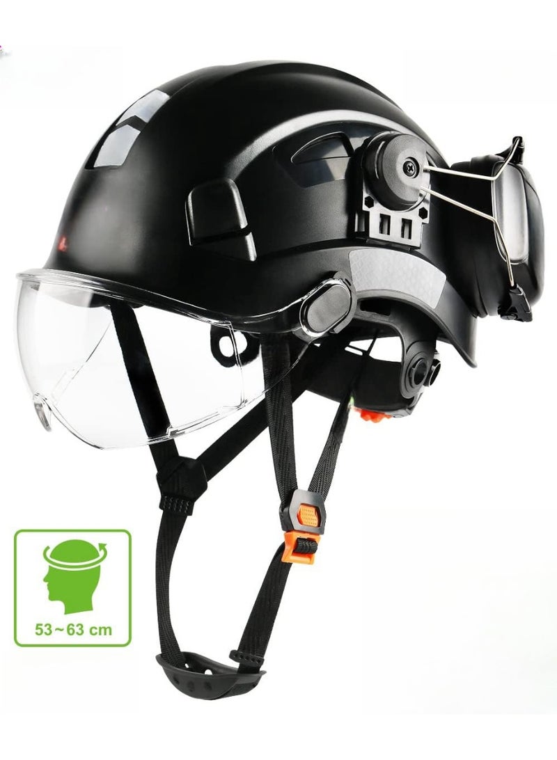 Surety Helmet Hard Hat with Visor and Ear Protection Adjustable Lightweight Vented Work Helmet for Men and Women Ideal (Color : Black) - Image 2