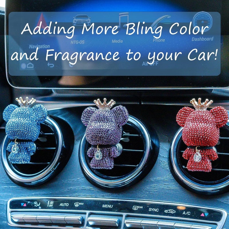 RISDORAY Bling Cute Crystal Bear Car Air Freshener with Vent Clip - Image 2