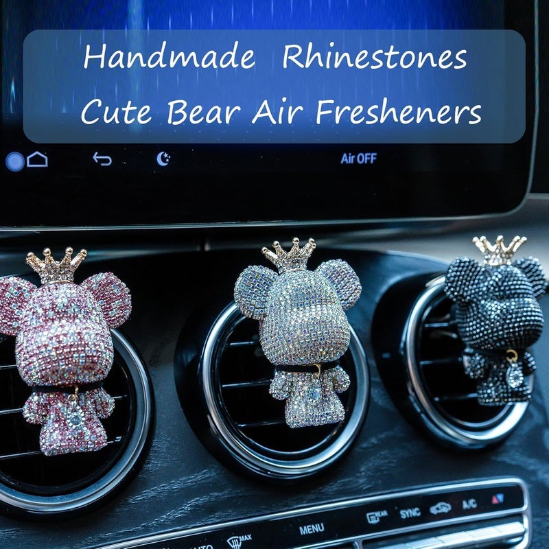 RISDORAY Bling Cute Crystal Bear Car Air Freshener with Vent Clip - Image 4
