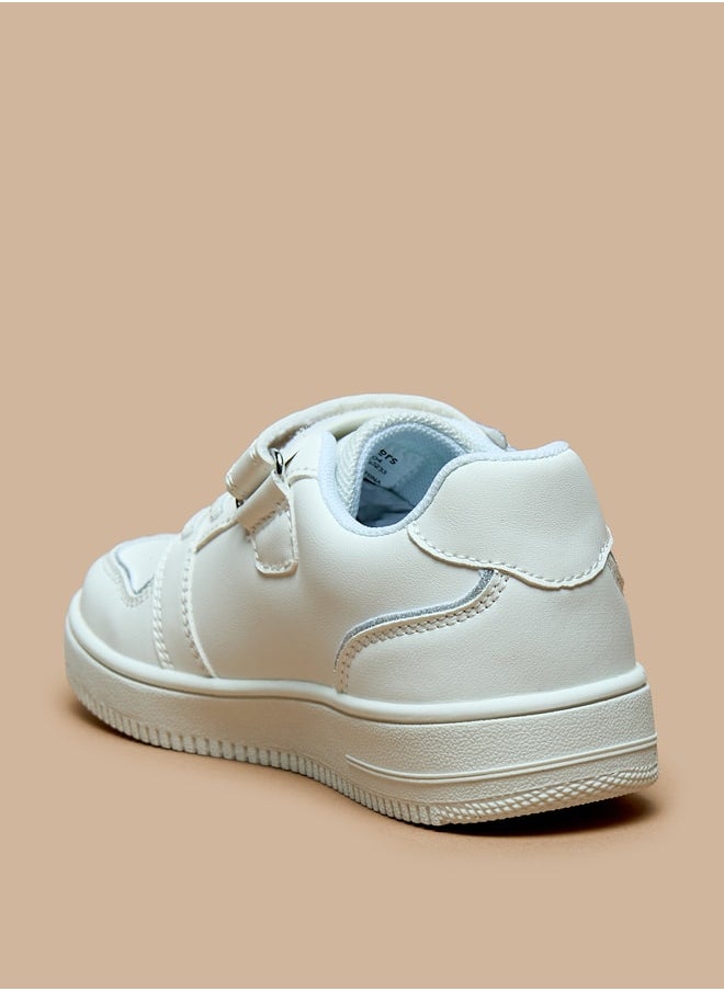 JUNIORS - Girls Floral Accent Sneakers with Hook and Loop Closure - Image 1