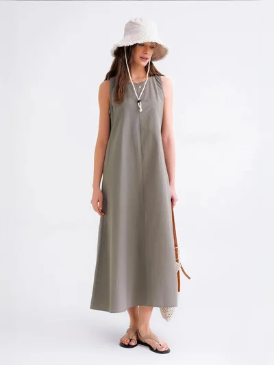 MixRay Mixray Relaxed Fit Maxi Dress with Pockets