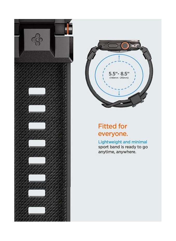 Spigen DuraPro Armor band for Apple Watch Band for Apple Watch Ultra 3/2/1 (49mm), Series 11/10 (46mm),Series 9/8/7 (45mm), Series SE2/6/SE/5/4 (44mm) and Series 3/2/1 (42mm) Durable Metal Connector Band - Black Edition - Image 3
