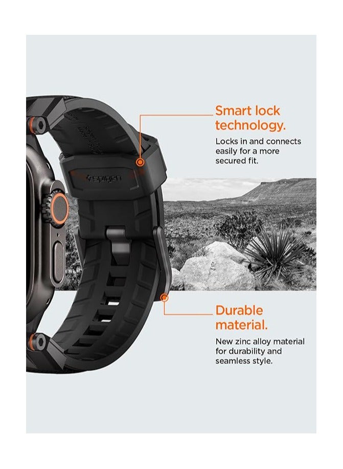 Spigen DuraPro Armor band for Apple Watch Band for Apple Watch Ultra 3/2/1 (49mm), Series 11/10 (46mm),Series 9/8/7 (45mm), Series SE2/6/SE/5/4 (44mm) and Series 3/2/1 (42mm) Durable Metal Connector Band - Black Edition - Image 5