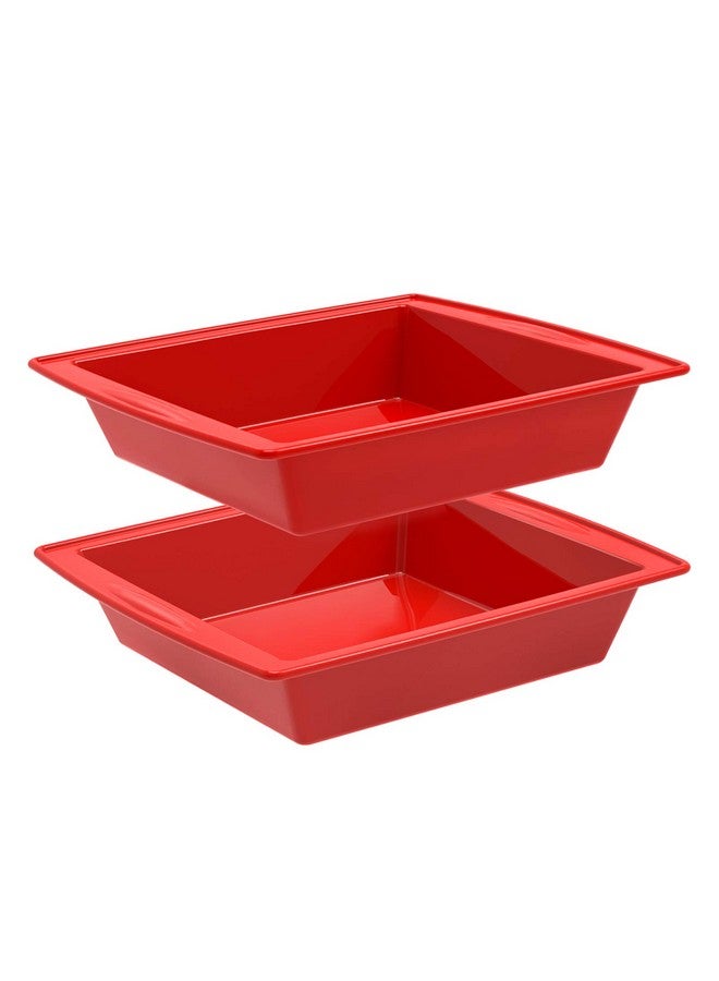 SILIVO 8 inch Square Cake Pans(2 Pack), 8x8 Baking Pan, Nonstick Silicone Cake Molds for Brownie, Cornbread and Cake - Image 1
