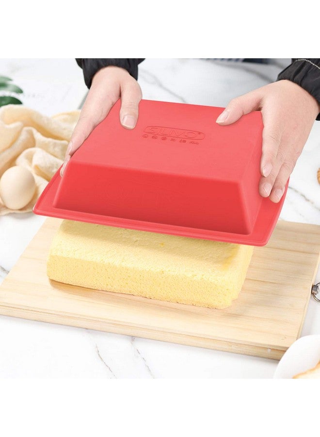 SILIVO 8 inch Square Cake Pans(2 Pack), 8x8 Baking Pan, Nonstick Silicone Cake Molds for Brownie, Cornbread and Cake - Image 2