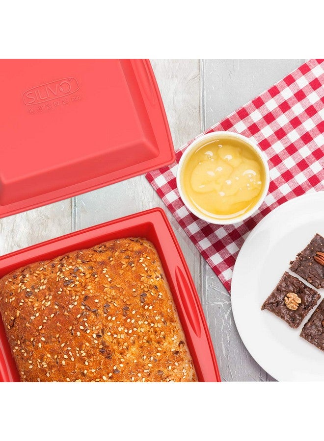 SILIVO 8 inch Square Cake Pans(2 Pack), 8x8 Baking Pan, Nonstick Silicone Cake Molds for Brownie, Cornbread and Cake - Image 3