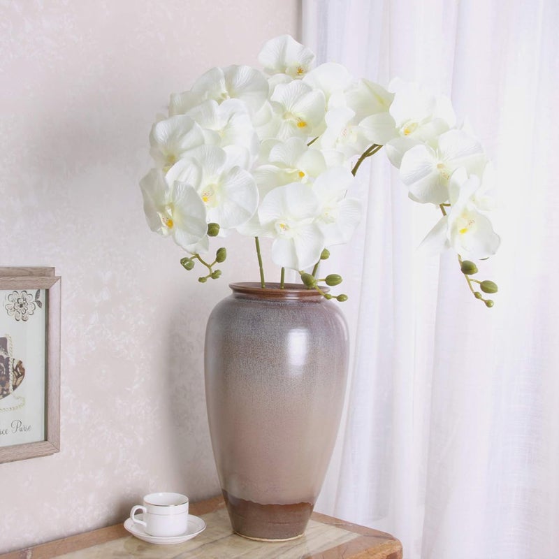 FagusHome 32" Artificial Phalaenopsis Flowers 6 Pcs with 4 Bundles Leaves Artificial Orchid Flowers Stem Plants for Home Décor (6Pcs) - Image 4