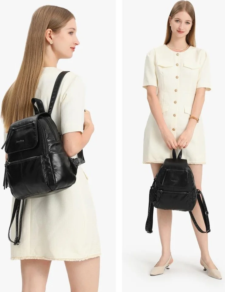 Barcelona Wash Leather Medium Women's Backpack Bag 21-K 1675-3