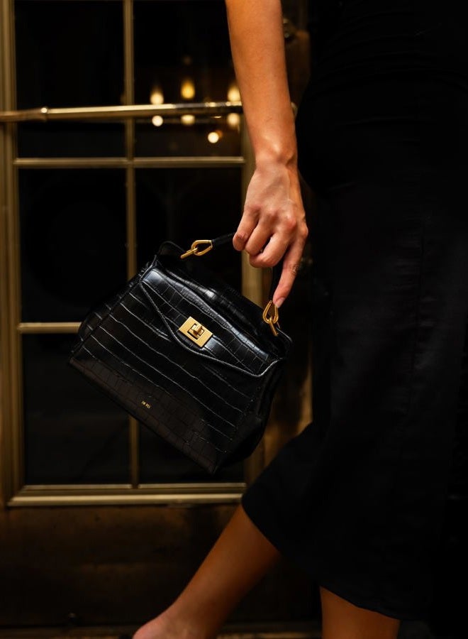 JW PEI Women's Lucia Classic Top Handbag - Black Croc - Image 2