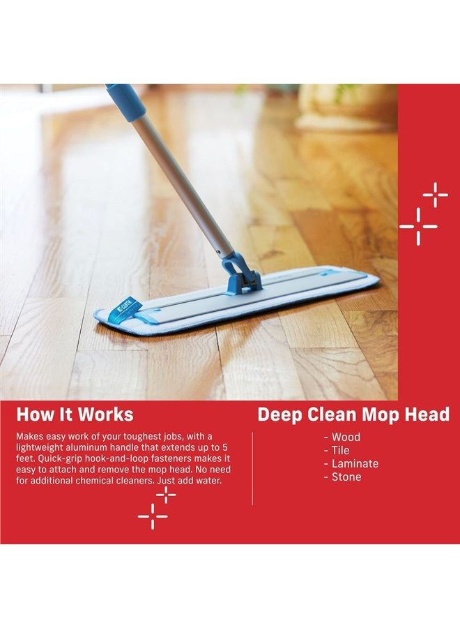 Deep Clean Mop Head, Microfiber Mop Head Replacement for Floor Cleaning, Great for Hardwood, Laminate, Tile and Stone Flooring, Washable and Reusable, 100 Wash Guarantee, 1 Pack