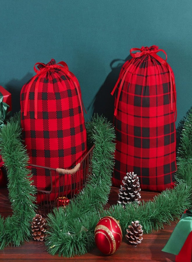 MIMIND 12 Pieces Christmas Gift Bags Buffalo Plaid Drawstring Bags Cotton Wrapping Bags 11.8 x 15.7 Inch Xmas Present Bags with 24 Pieces Kraft Tags Christmas Party Favor Bags, 6 Assorted Styles - Image 5