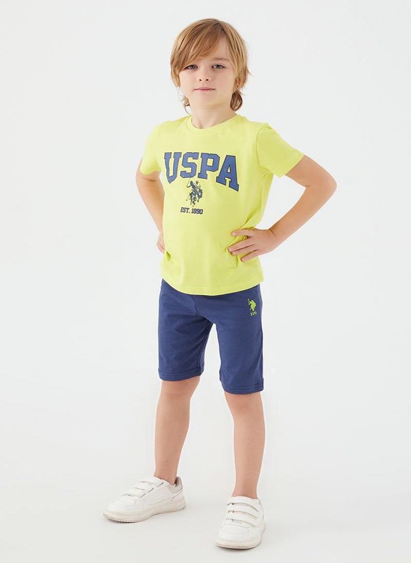 U.S. Polo Assn. U.S. Polo Assn. Boys Yellow/Navy Bermuda Set - Image 2