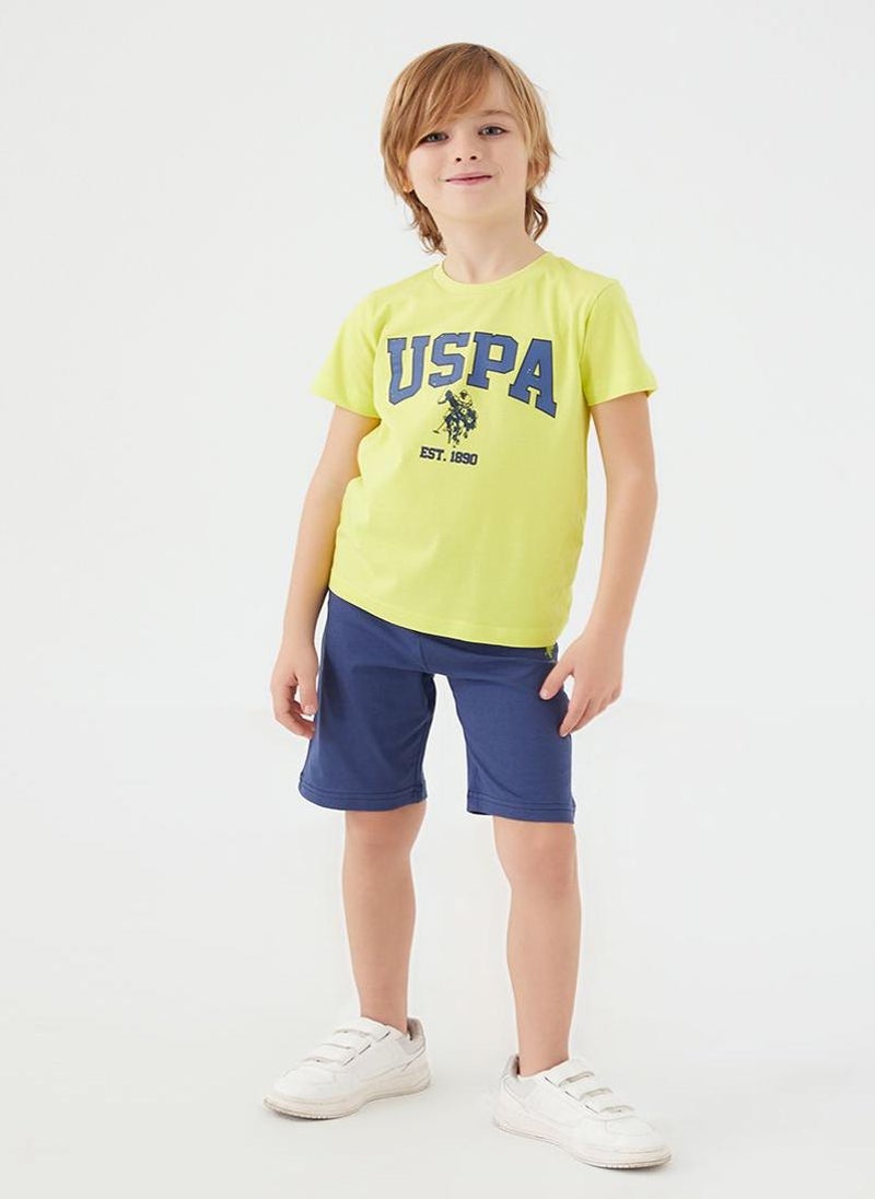 U.S. Polo Assn. U.S. Polo Assn. Boys Yellow/Navy Bermuda Set - Image 3