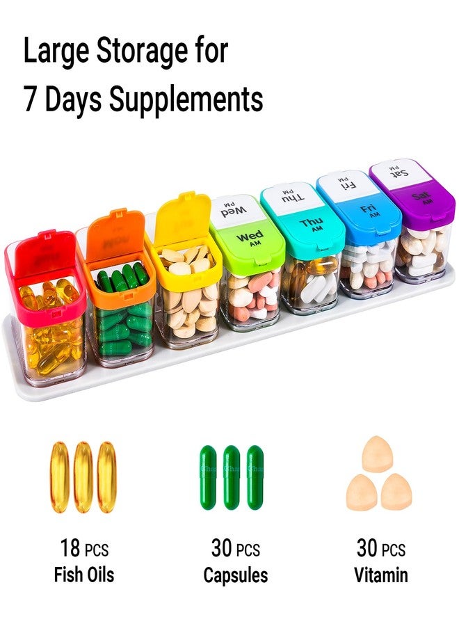 دافيكي منظم حبوب دافيكي الأسبوعي الكبير جدًا، صندوق حبوب خالٍ من مادة BPA، مقاس XL، للاستخدام مرتين يوميًا، منظم حبوب دواء 7 أيام صباحًا ومساءً للمكملات الغذائية، حامل حبوب يومية كبير مع حاوية كبيرة لجميع الفيتامينات الخاصة بك - Image 3