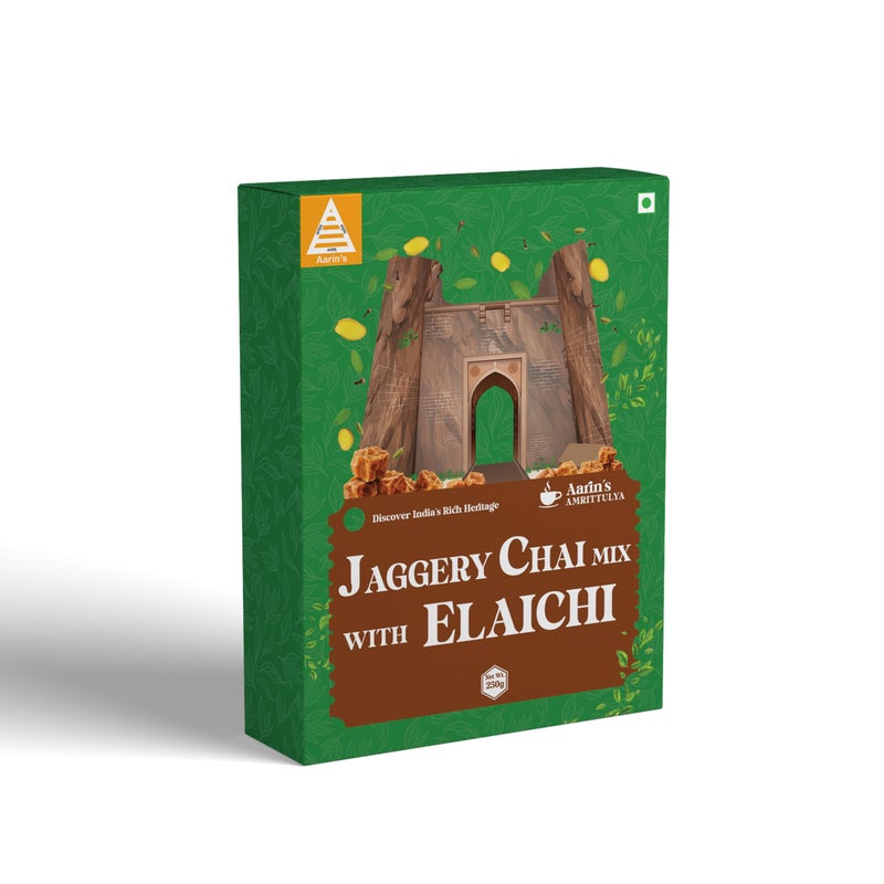 Aarin's Jaggery Chai Mix with Elaichi -250 Grams | 3 in 1 Premium Tea mix with Jaggery, Assam Tea with Elaichi | Flavor - Elaichi - Image 3