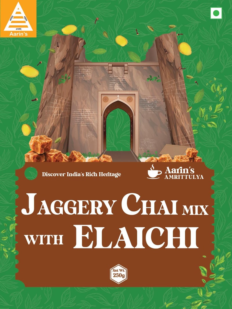 Aarin's Jaggery Chai Mix with Elaichi -250 Grams | 3 in 1 Premium Tea mix with Jaggery, Assam Tea with Elaichi | Flavor - Elaichi - Image 4