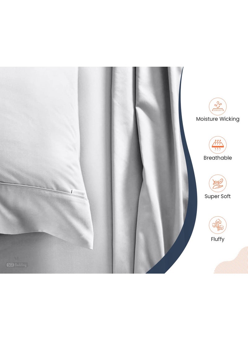 SGI bedding SGI Bedding Luxury 4 Piece Emperor/Wyoming King(84"" W x 84"" L) Egyptian Cotton Sheet Set - 1000 Thread Count  15"" Inch Deep Pocket Sateen Weave  Long Staple  Breathable  Soft Premium Cotton - Lt. Gray  - Image 3