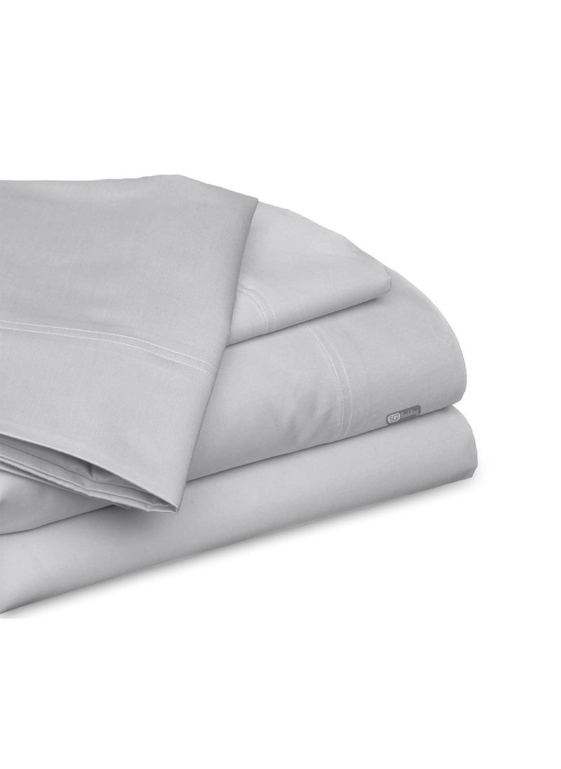 SGI bedding SGI Bedding Luxury 4 Piece Emperor/Wyoming King(84"" W x 84"" L) Egyptian Cotton Sheet Set - 1000 Thread Count  15"" Inch Deep Pocket Sateen Weave  Long Staple  Breathable  Soft Premium Cotton - Lt. Gray  - Image 1