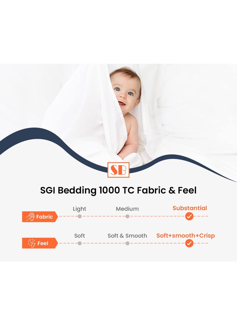 SGI bedding SGI Bedding Luxury 4 Piece Emperor/Wyoming King(84"" W x 84"" L) Egyptian Cotton Sheet Set - 1000 Thread Count  15"" Inch Deep Pocket Sateen Weave  Long Staple  Breathable  Soft Premium Cotton - Lt. Gray  - Image 5