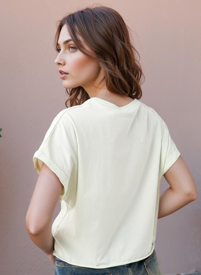 SP Characters Mickey Mouse Print Cropped T-shirt with Crew Neck - Image 3