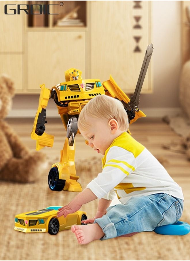 GROIC - Deformation Robot Toy, Deformed Car Robot Toys, Action Figure Deformation Car Model, Portable Deformation Robot Toys Gift for Kids-Bumblebee - Image 1