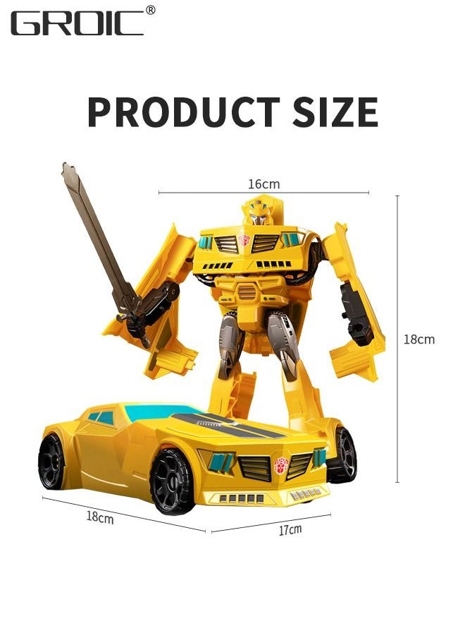 GROIC - Deformation Robot Toy, Deformed Car Robot Toys, Action Figure Deformation Car Model, Portable Deformation Robot Toys Gift for Kids-Bumblebee - Image 1