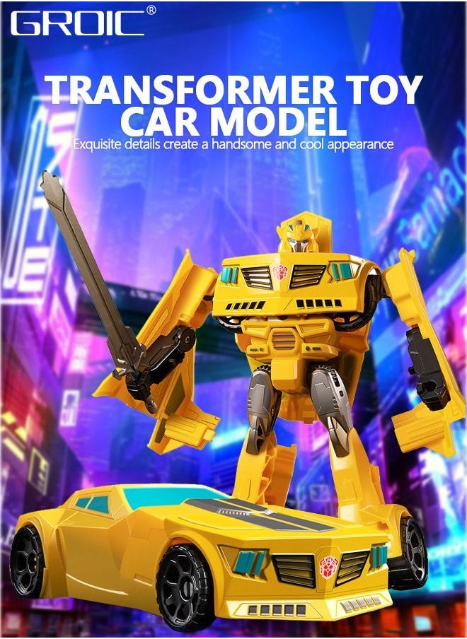 GROIC Deformation Robot Toy, Deformed Car Robot Toys, Action Figure Deformation Car Model, Portable Deformation Robot Toys Gift for Kids-Bumblebee  - Image 2