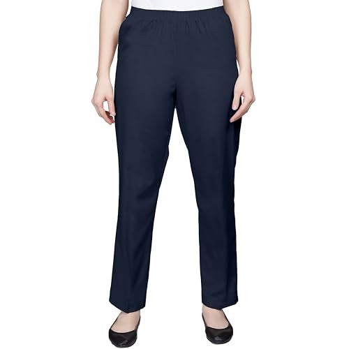 Alfred Dunner Women’s All Around Elastic Waist Cotton Short Twill Pants - Pull-On Style, Classic Cut, Figure Flattering Relaxed Fit, Navy, 16 - Image 1