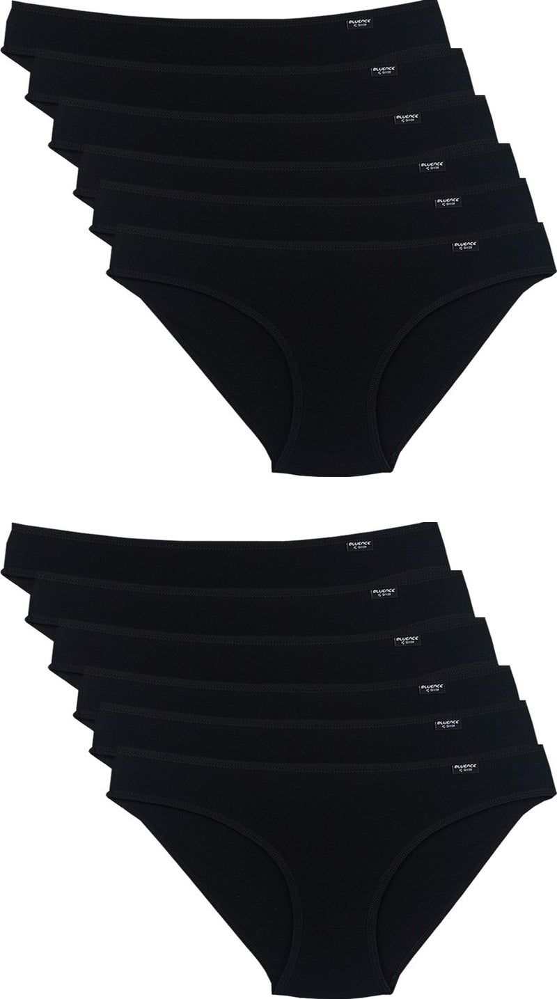Bluence Women's Black 12 Pack Lycra Slip Panties