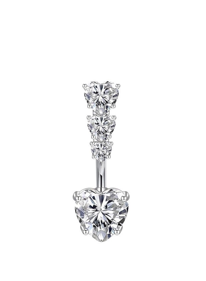 إينوشا مجموعة إبر سرة 8 قطع من الاستانلس ستيل الفضي القصير - مرصعة بزركون وبتصميم قلب لامع - Image 4