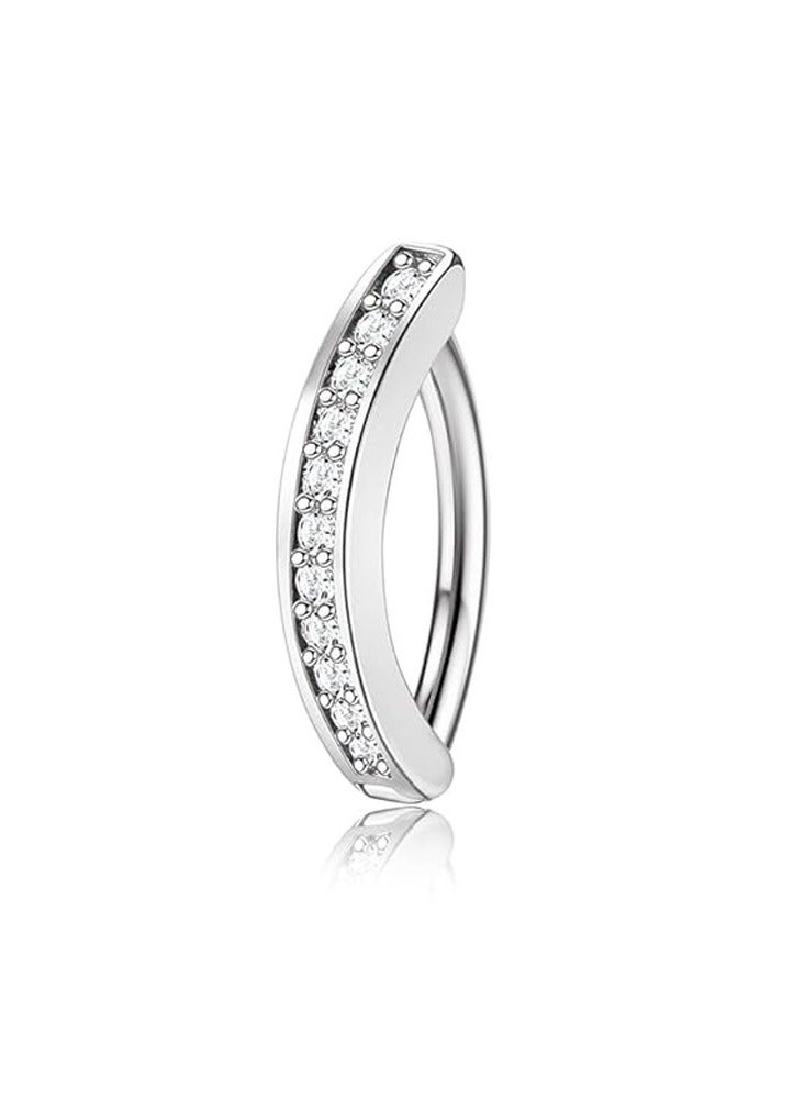 إينوشا مجموعة إبر سرة 8 قطع من الاستانلس ستيل الفضي القصير - مرصعة بزركون وبتصميم قلب لامع - Image 5