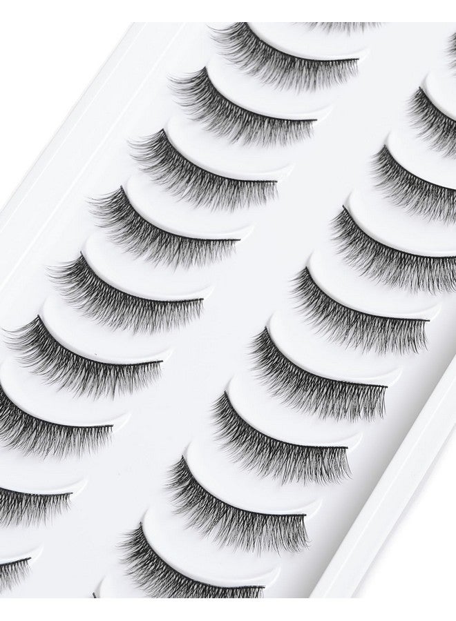 Onlyall Natural Looking False Eyelashes Natural Lashes Thin Band Eyelashes Reusable C Curl Lashes Wispy Eye Lashes Pack 10 Pairs D M05 - Image 4