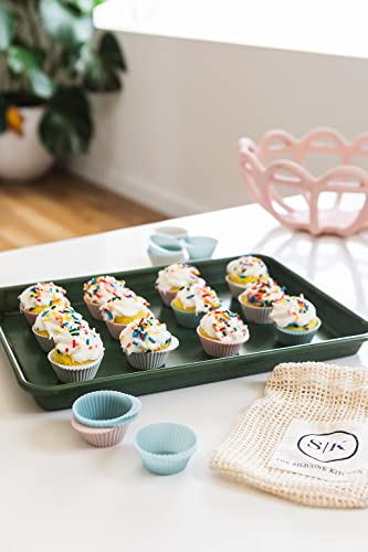 The Silicone Kitchen Reusable Silicone Baking Cups Silicone Muffin Liners for Cupcakes, BPA Free, Mini, 24 Pack, Pink Gray Blue - Image 4