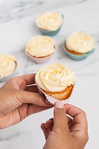 The Silicone Kitchen Reusable Silicone Baking Cups Silicone Muffin Liners for Cupcakes, BPA Free, Mini, 24 Pack, Pink Gray Blue - Image 5
