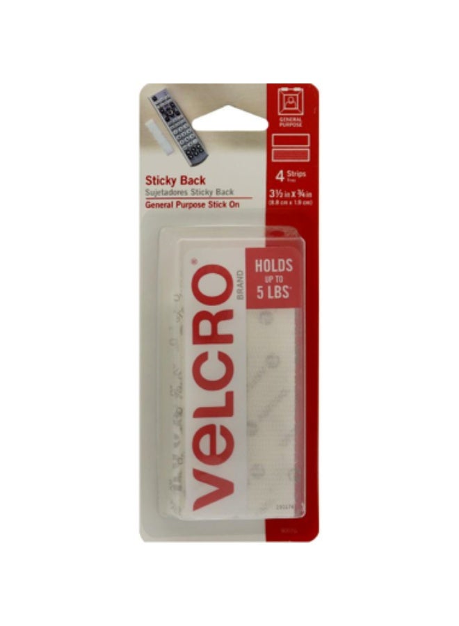 Velcro Sticky Back Adhesive Back Fastener Strips3/4" X 3 1/2"White - Image 1