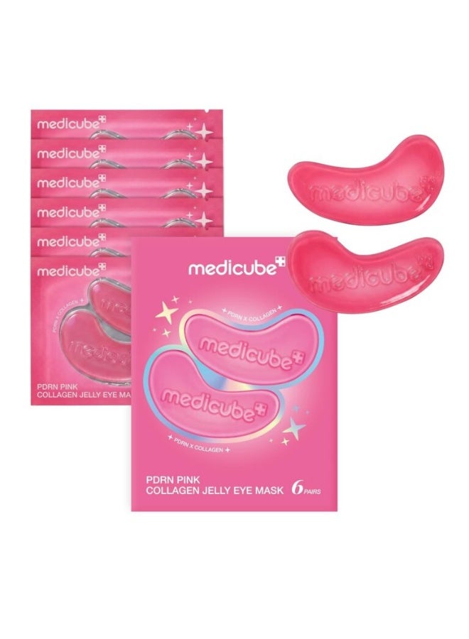 Medicube Jelly Eye Mask PDRN Pink Collagen Hydrogel Eye Patches with NAD for Puffy Tired Eyes 6 Pairs - Image 1