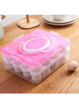 RADHEHUL RADHEHUL Double Layer All in One Egg Storage BoxFood Storage BoxVegetable Storage Basket32 Grid Egg Holder with Tray Plastic Carrier CasesDouble Layer Egg BoxMulti Color  - Image 3