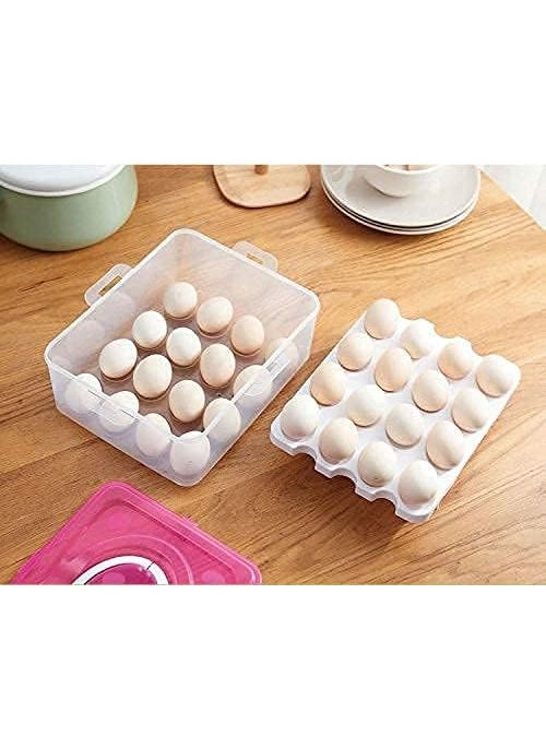 RADHEHUL RADHEHUL Double Layer All in One Egg Storage BoxFood Storage BoxVegetable Storage Basket32 Grid Egg Holder with Tray Plastic Carrier CasesDouble Layer Egg BoxMulti Color  - Image 4