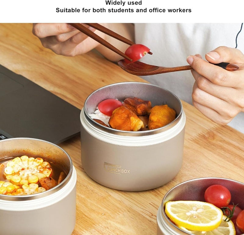 daiDokoro Plastic 2 Insulated Container Lunch Box Set with Thermal Bag & Cutler for Students/Office/College/Picnic - (Brown, 970 ML) - Image 4