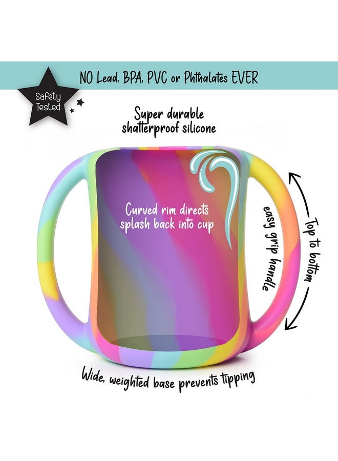 PrimaStella Silicone Baby & Toddler Training Cup with Handles - Sippy Cup for 1 Year Old - Toddler Cups (Rainbow Swirl) - Image 2