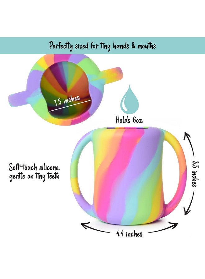 PrimaStella Silicone Baby & Toddler Training Cup with Handles - Sippy Cup for 1 Year Old - Toddler Cups (Rainbow Swirl) - Image 3