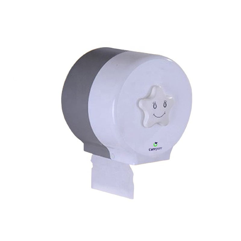 Carepure Carepure Wall Mounted Mini Toilet Paper Holder Dispenser | ABS-Plastic Round Tissue Dispenser | Free With 1 Toilet Roll - White