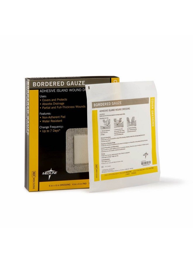 Medline Medline Bordered Gauze, 6" x 6" Adhesive Island Wound Dressing, Sterile, 15 Count - Image 1