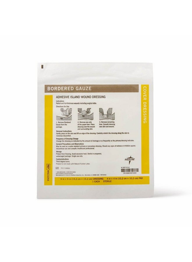 Medline Medline Bordered Gauze, 6" x 6" Adhesive Island Wound Dressing, Sterile, 15 Count - Image 2