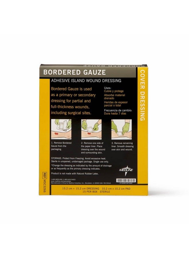 Medline Medline Bordered Gauze, 6" x 6" Adhesive Island Wound Dressing, Sterile, 15 Count - Image 4