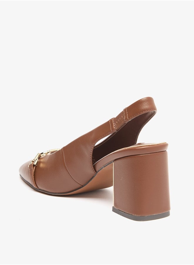 ELLE Women's Logo Accent Slip-On Slingback Shoes with Block Heels  - Image 2