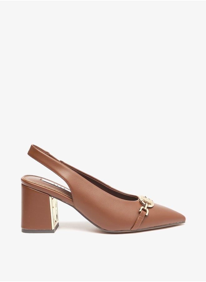 ELLE Women's Logo Accent Slip-On Slingback Shoes with Block Heels  - Image 3