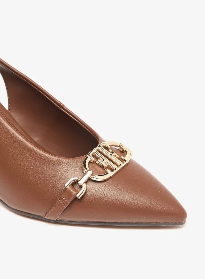 ايل Women's Logo Accent Slip-On Slingback Shoes with Block Heels